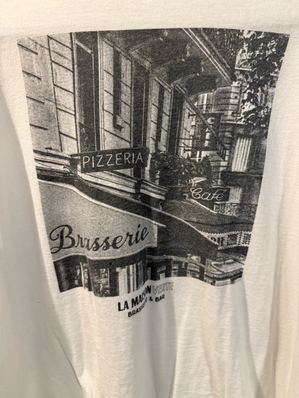 Old Navy Women’s 2X Graphic Brasserie Café Pizzeria Tee - Black & White